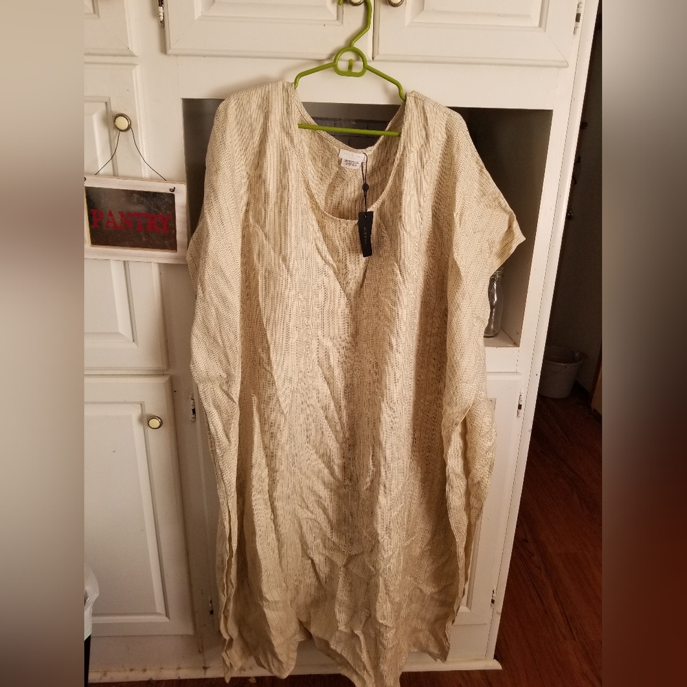 Tan Striped Beach Summer Kaftan